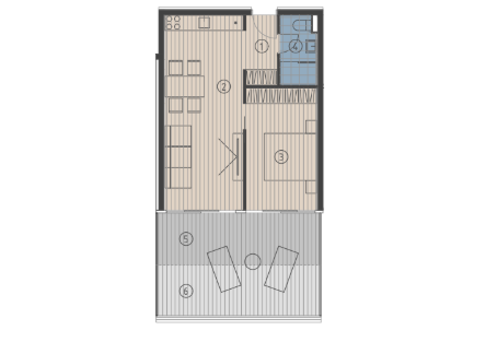 Ein-Zimmer-Wohnung S20 in einem neuen Gebäude, Krilo Jesenice